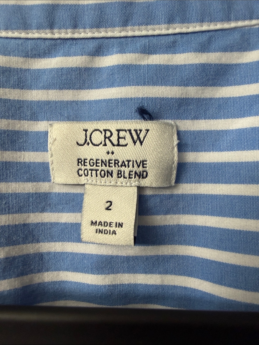 J.Crew Factory striped ruffle-sleeve shirt-dress in Sail Blue. 2 - Picture 6 of 8